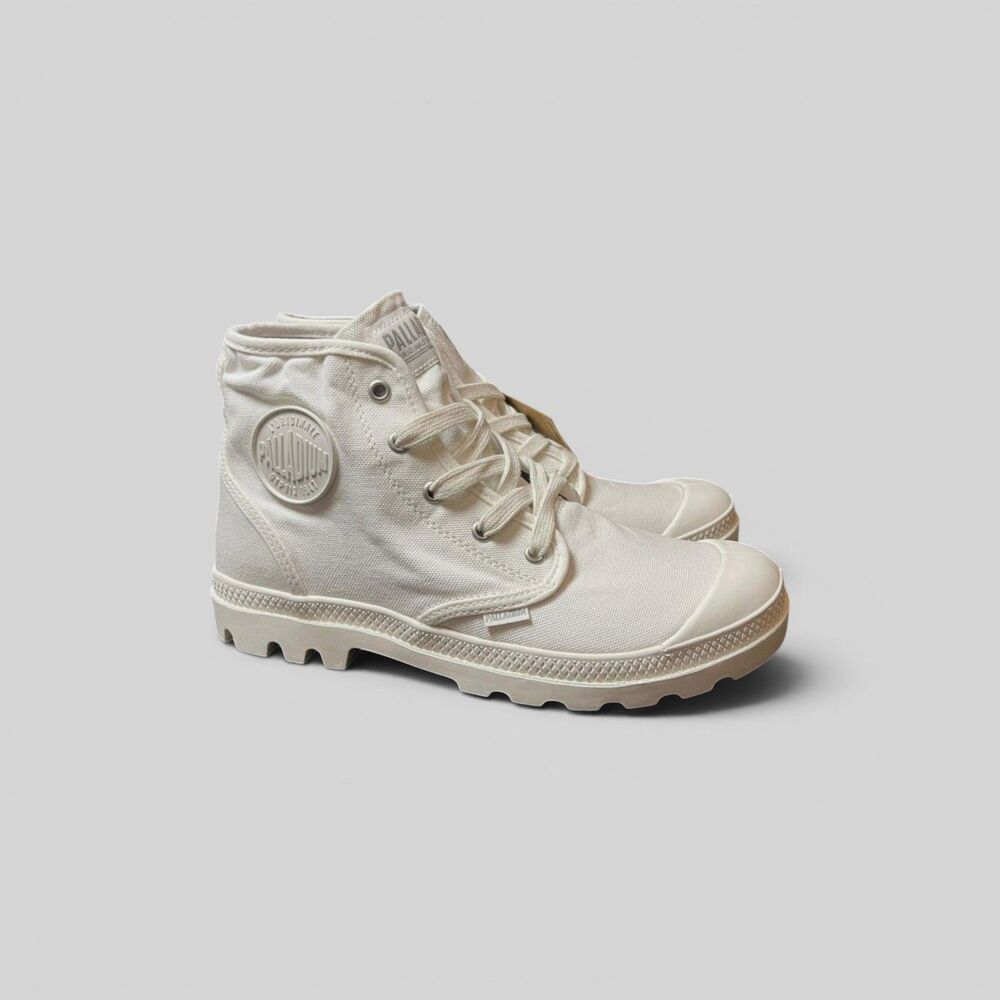 PALLADIUM Pampa Hi Round Toe Lace Up Boots, Star White NEW! Size 10
